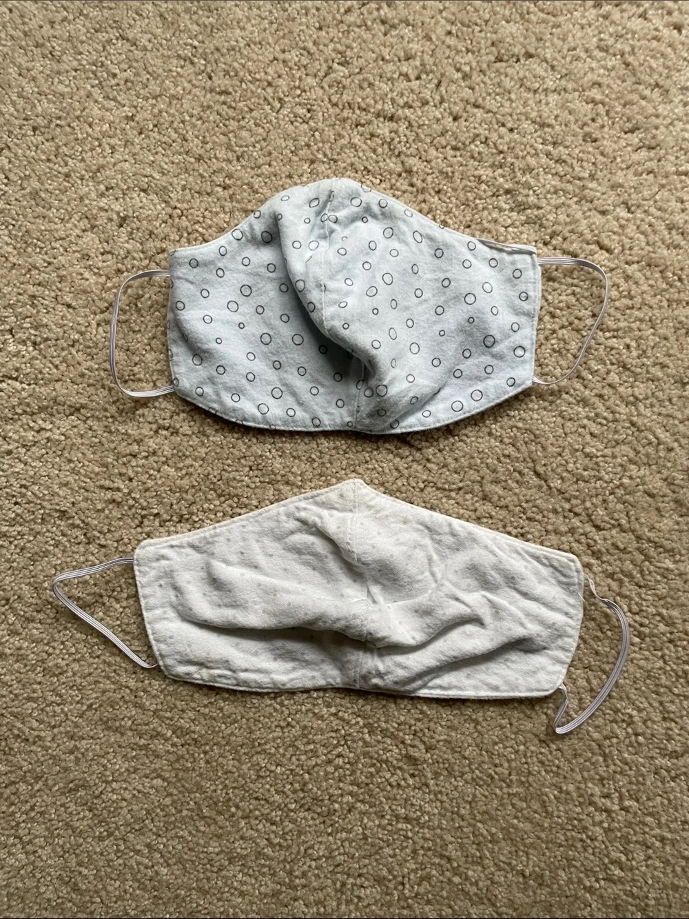 Reusable Gray & White Cotton Face Masks - Set of 2